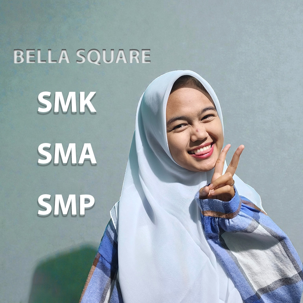 Kerudung bella square Anak sekolah smp sma smk putih segi empat hijab bahan jahitan rapih