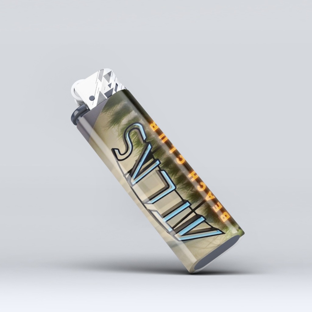 CRICKET Korek Api Gas Custom 2 Sisi Stiker Unik Plastic Standar Koleksi Gambar Atlas Beach Club