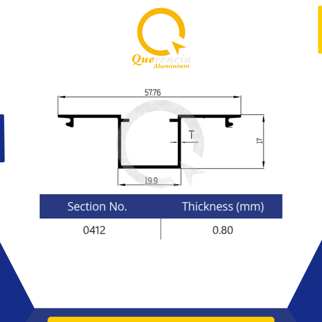 Dacon 0412 Aluminium Profile Kusen Bahan Pintu Jendela 3" | Aluminium Batangan 6 Meter | Bahan Bangu