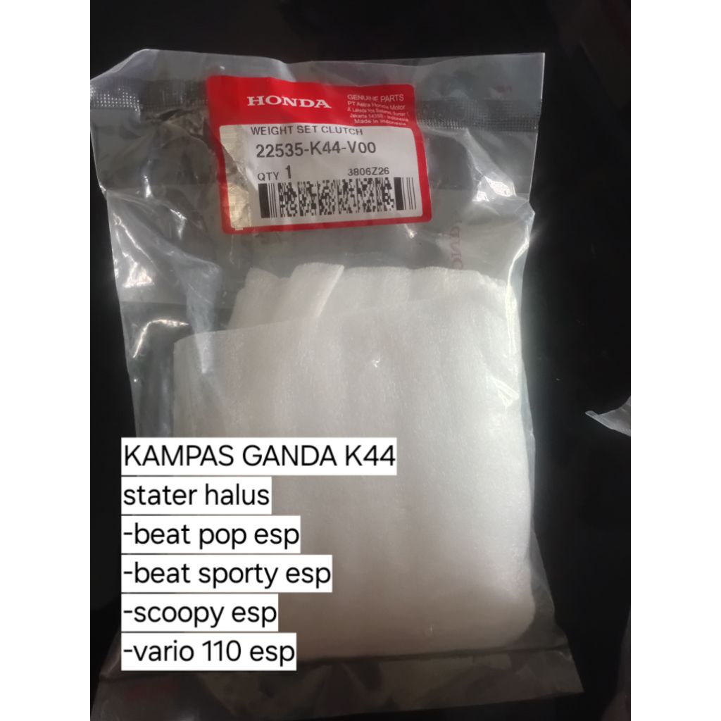 kampas ganda K44 ori honda, kampas ganda beat esp vario 110 esp scoopy esp stater halus