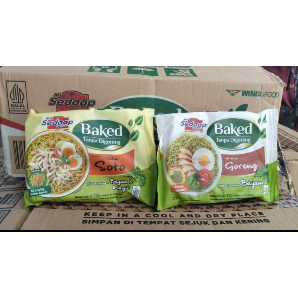 1 dus isi 24 pcs mie sedaap baked 76 gr rasa goreng & soto mie alami sehat natural di oven  harga mu
