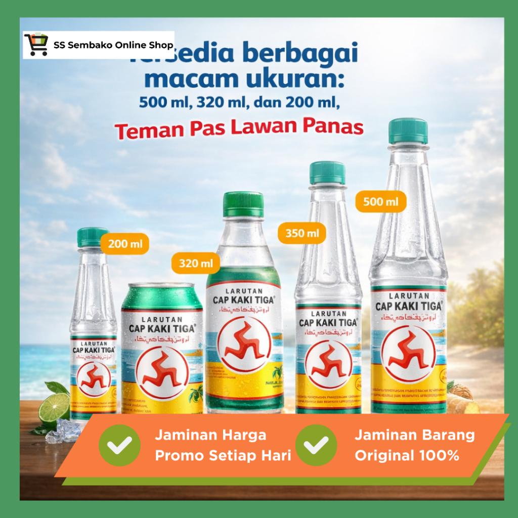 [SS ONLINE 100% ORI] Larutan Penyegar Cap Kaki Tiga All Varian Botol & Kaleng 1 Dus BPOM – Minuman P