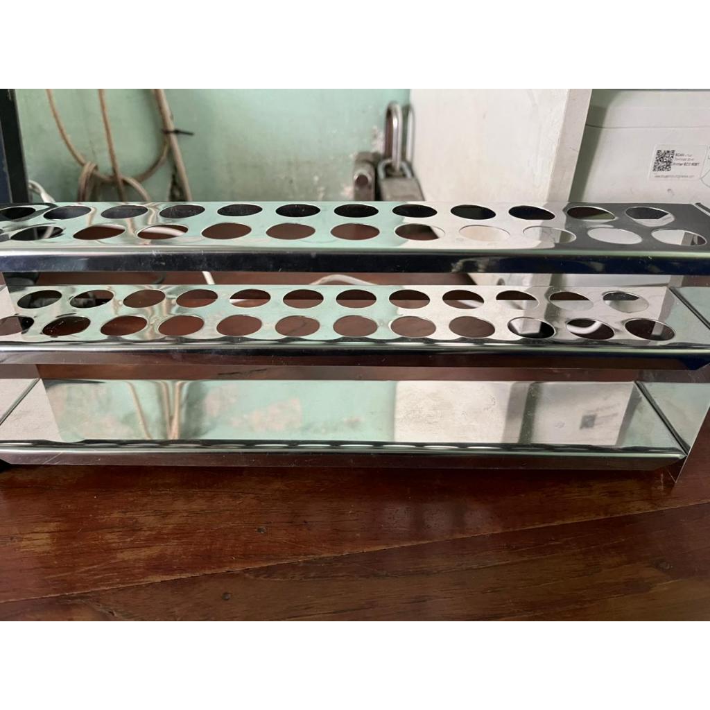 rak tabung reaksi stainless steel_24 lubang (diameter lubang 18mm)