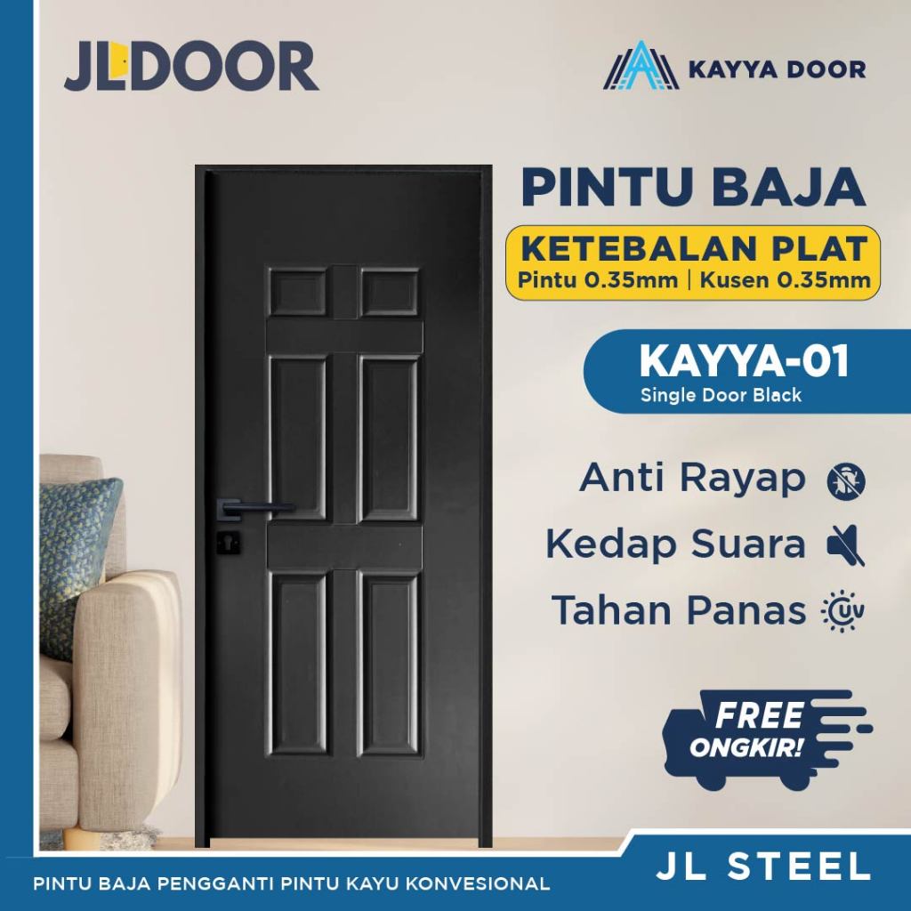 Pintu Utama / Pintu Kamar Tidur Baja Ekonomis KAYYA LITE SERIES