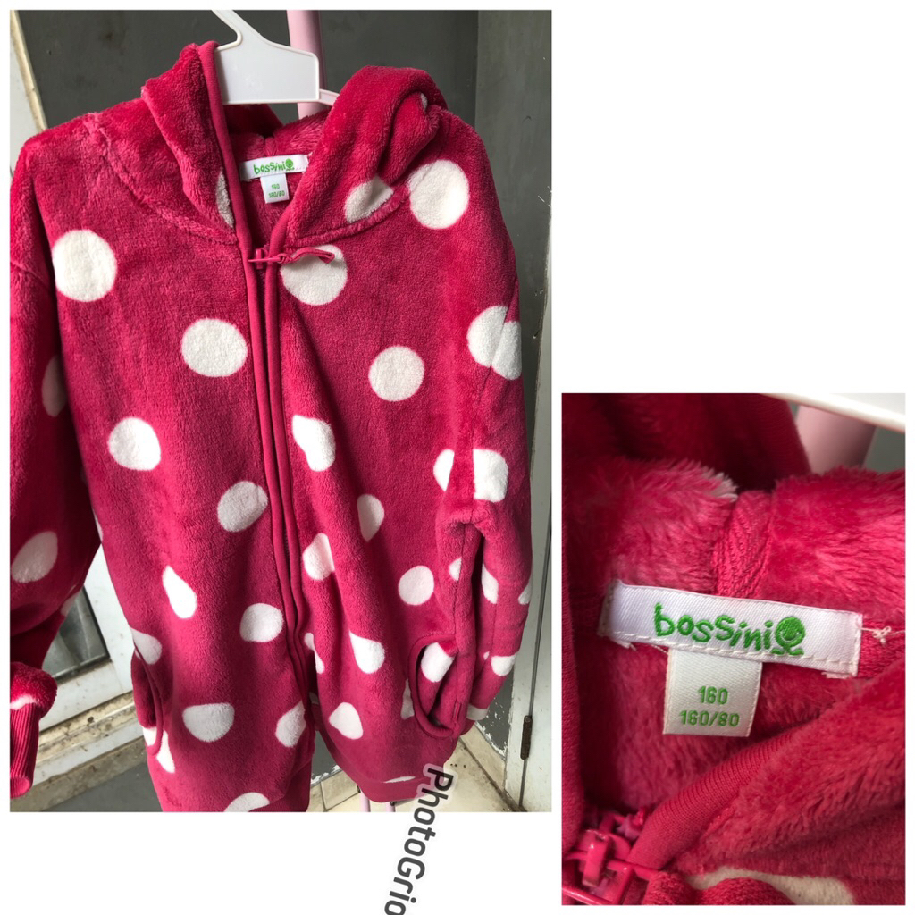 jaket hoodie bulu anak bossini pink