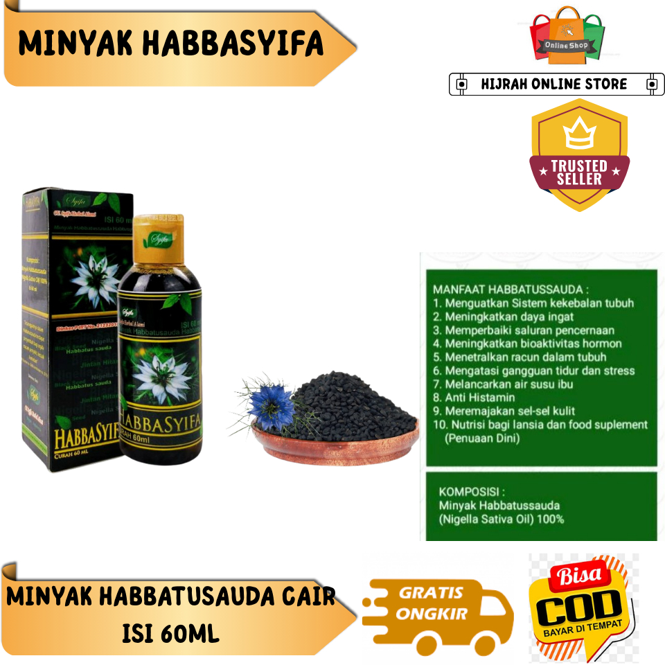 MINYAK HABBATUSAUDA HABBASYIFA CAIR OLES BISA DIMINUM I MINYAK QAHIRA OLES OBAT BENJOLAN KANKER I MI