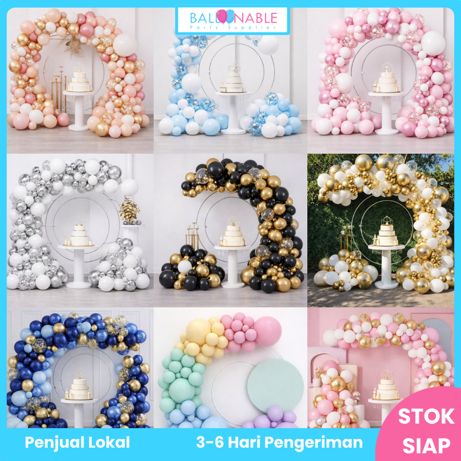 Dekorasi Balon Garland Paket Dekorasi Balon Garland dengan PVC Stripe dan Lem Balon Garland (PD200)