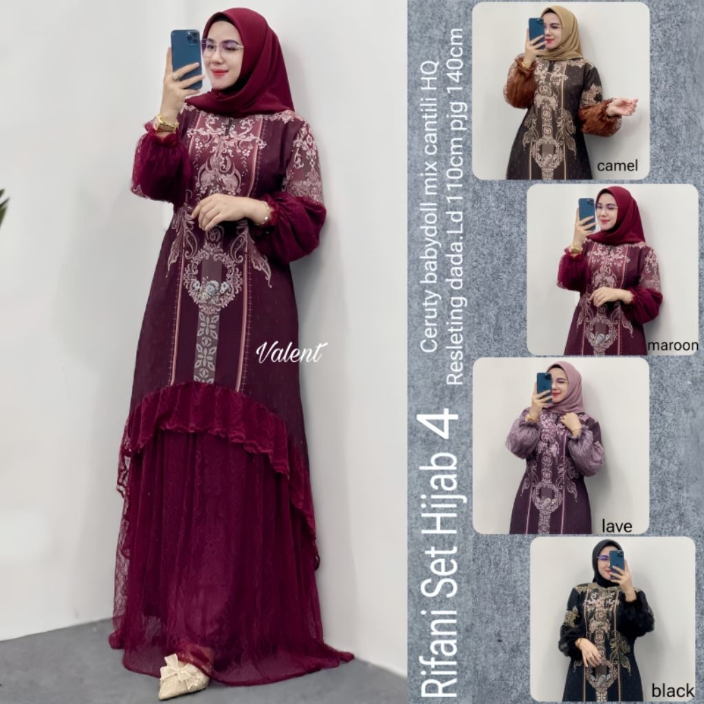 Rifani Set Hijab 4 Gamis + hijab premium by Valent