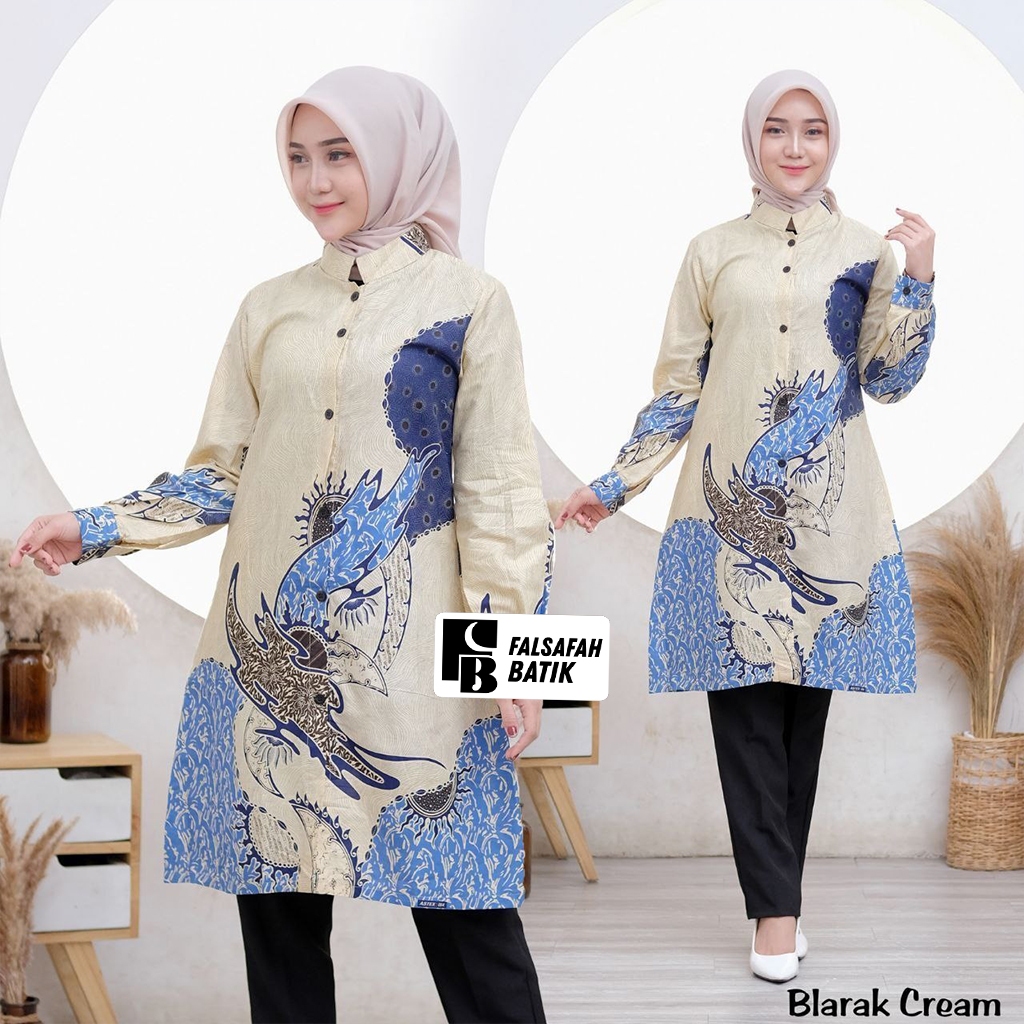 Falsafah Batik  Couple Sarimbit Batik Jumbo - Kemeja Batik Lengan Panjang - Tunik Kancing Batik Ful 