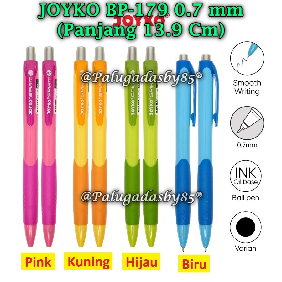 (1 Biji) Bolpen JOYKO BP-179 Spirit 0.7 mm Hitam / Ball Pen Pulpen Pena Joyko BP-179 (1 Biji)