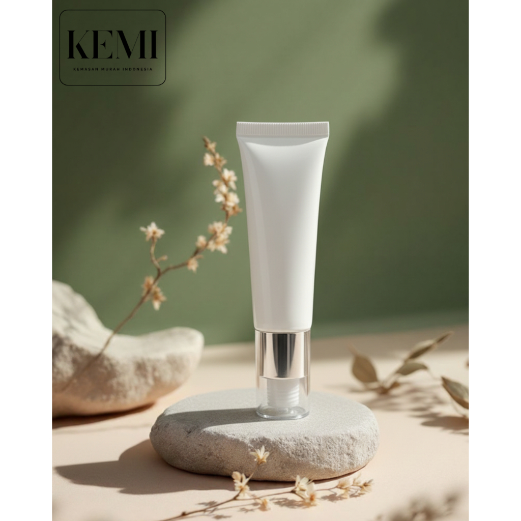 KEMI.ID Soft Tube Airless Silver Pump Press 20 mL Tube Cream 20ml Tube Lotion 20 ml