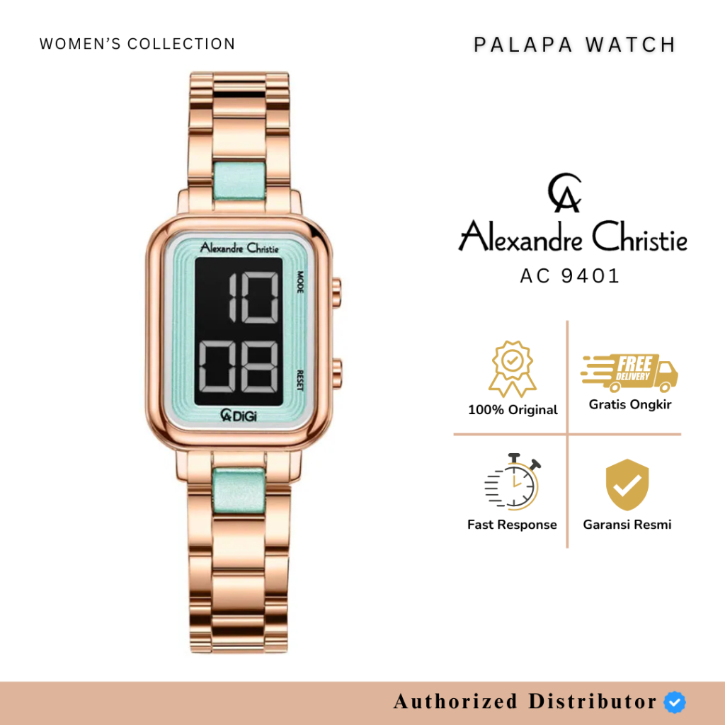 Jam Tangan Wanita Alexandre Christie AC 9401 / AC9401 Rantai Digital Original