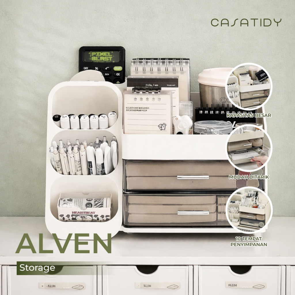 CASATIDY - Organizer ATK Meja Belajar / Kerja / Desk Organizer Multifungsi Akrilik Aesthethic
