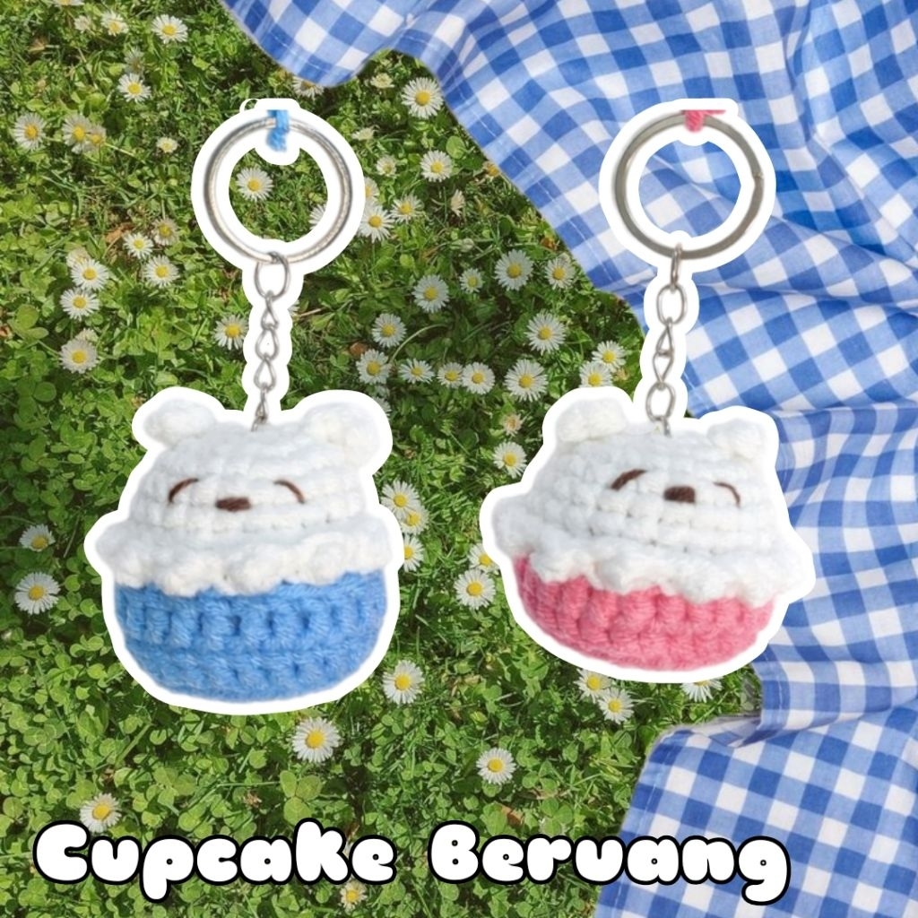gantungan rajut/crochet cupcake Beruang amigurumi