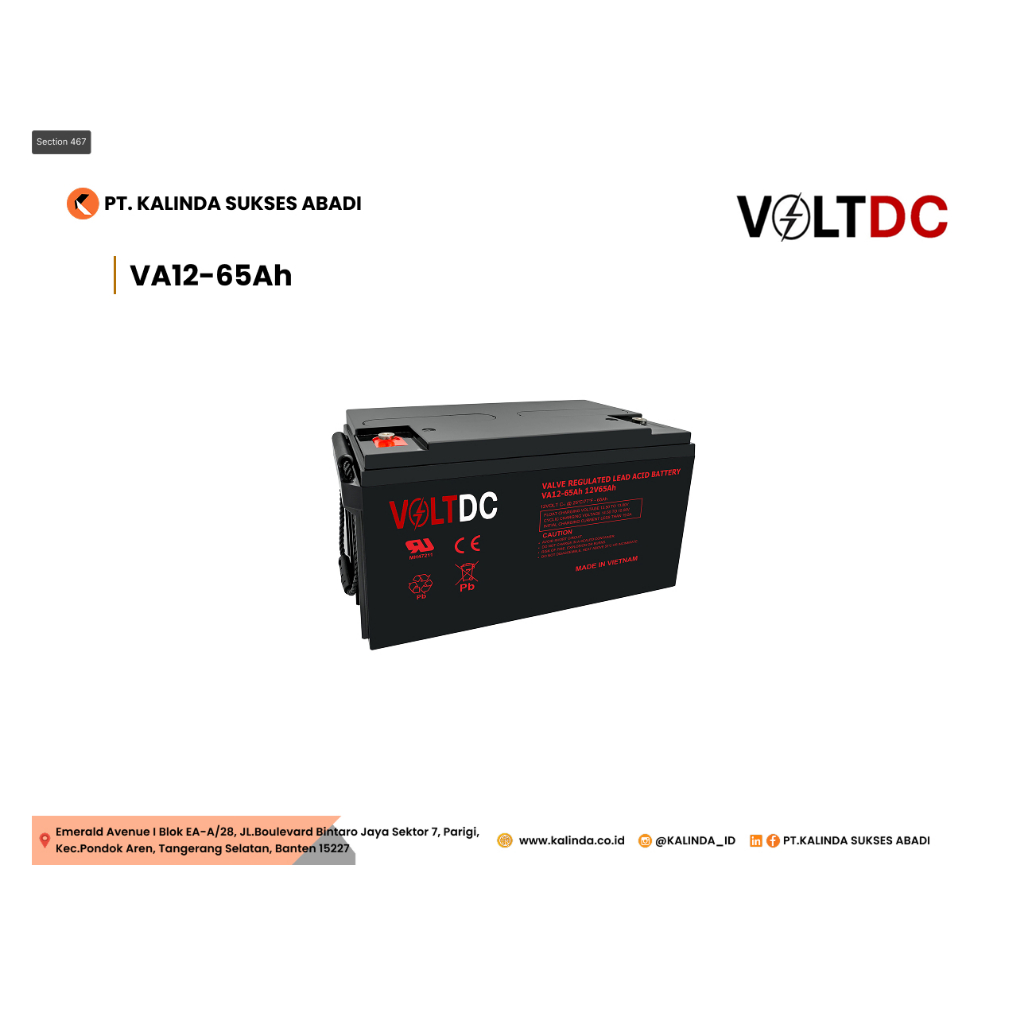 Battery VDC 12V-65Ah (VRLA)