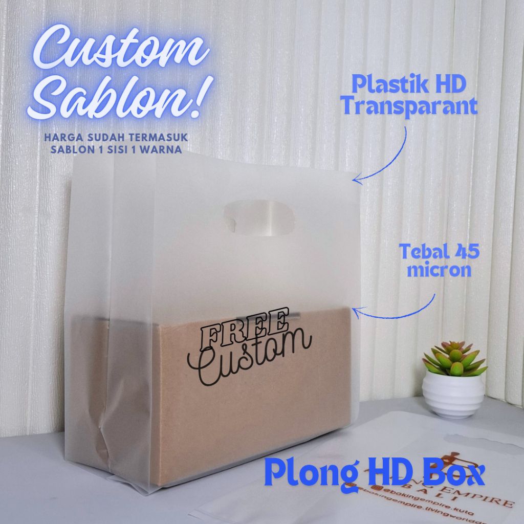Plastik HD Box Plong 26×35 Bening Custom Sablon