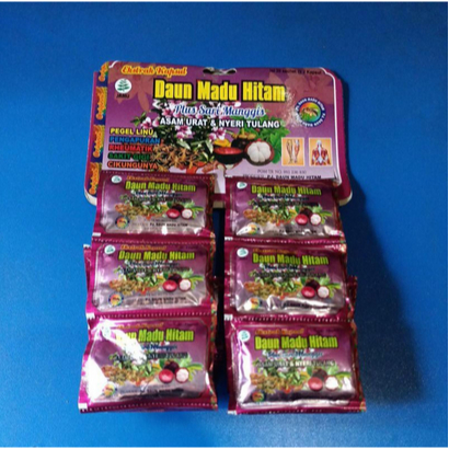 Kapsul Daun Madu Hitam Plus Sari Manggis Renceng Obat Asam Urat & Nyeri Tulang Isi 20 Sachet