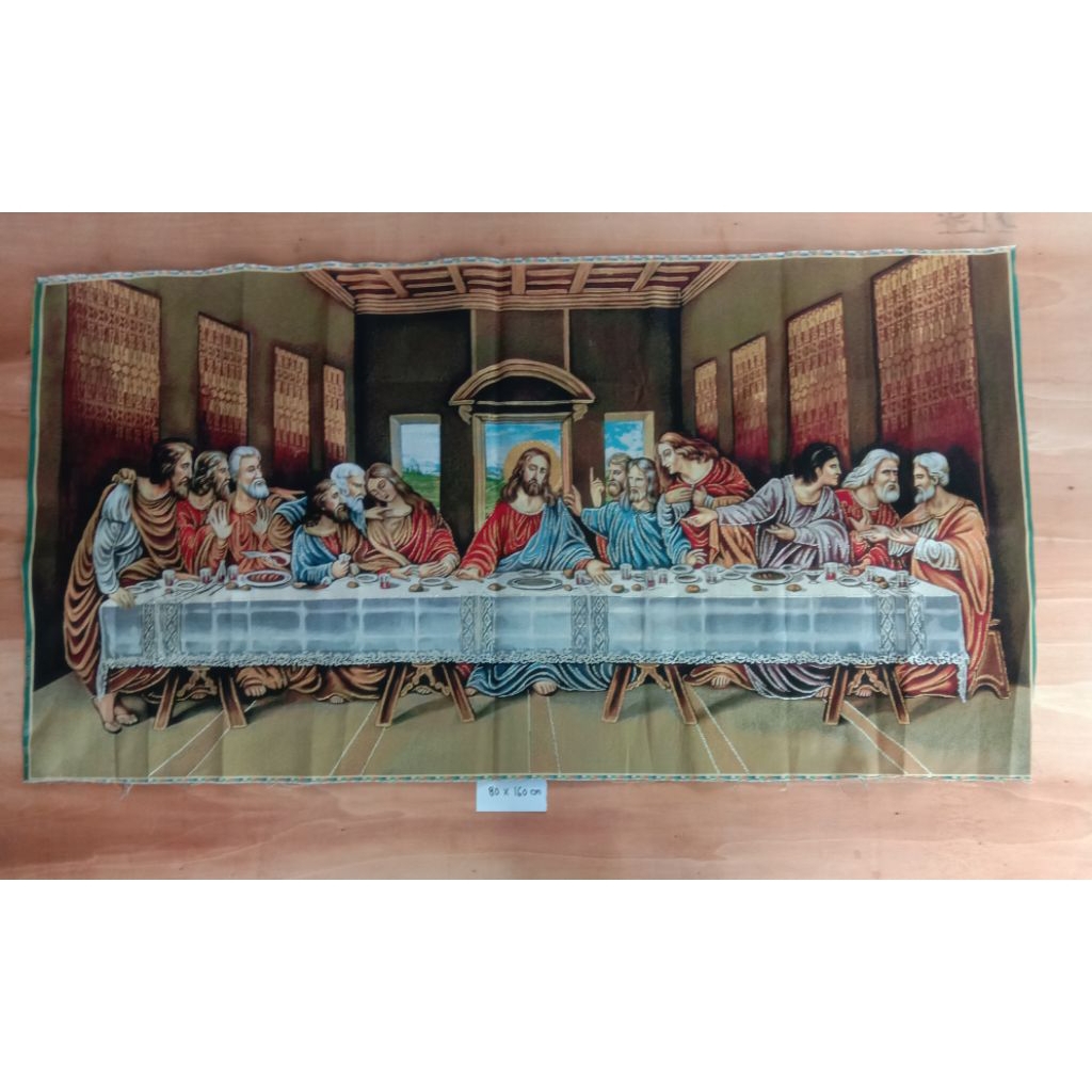 Perjamuan Kudus kain rajutan ukuran 80 x 160 cm
