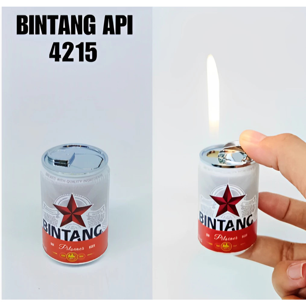 Korek Api Gas Kaleng Minuman Unik Bintang/ Guinness Api Lilin