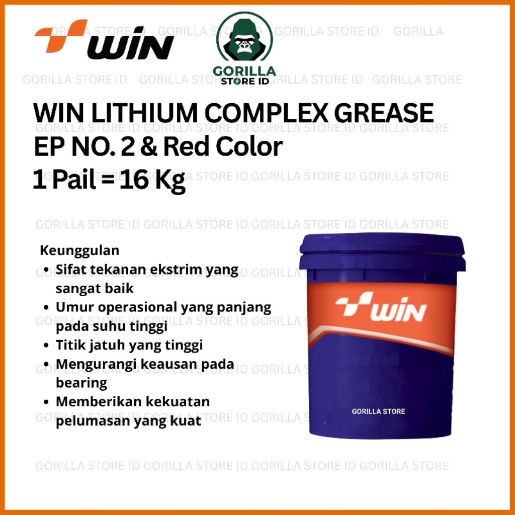 WIN LITHIUM COMPLEX GREASE EP NO. 2 & RED COLOR 16 KG