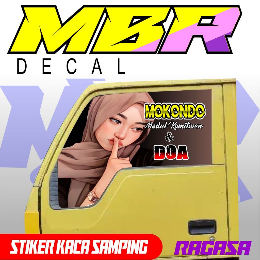 stiker kaca samping Ragasa motif Mokondo Oneway truk ragasa kanan kiri sepasang murah mudah dipasang