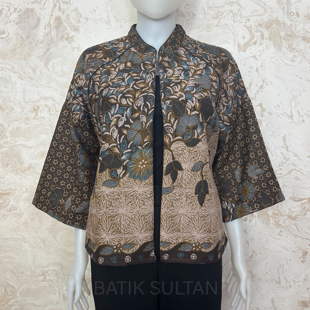 Atasan Batik Outer Wanita Cewe Perempuan Kain Katun Doby Premium Mewah Kantor Kerja Formal Pesta Fur