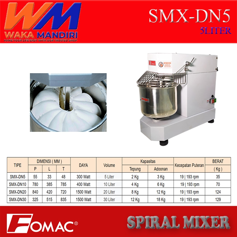 SMX-DN5 Doughmaker Machine (Spiral Mixer) "FOMAC"