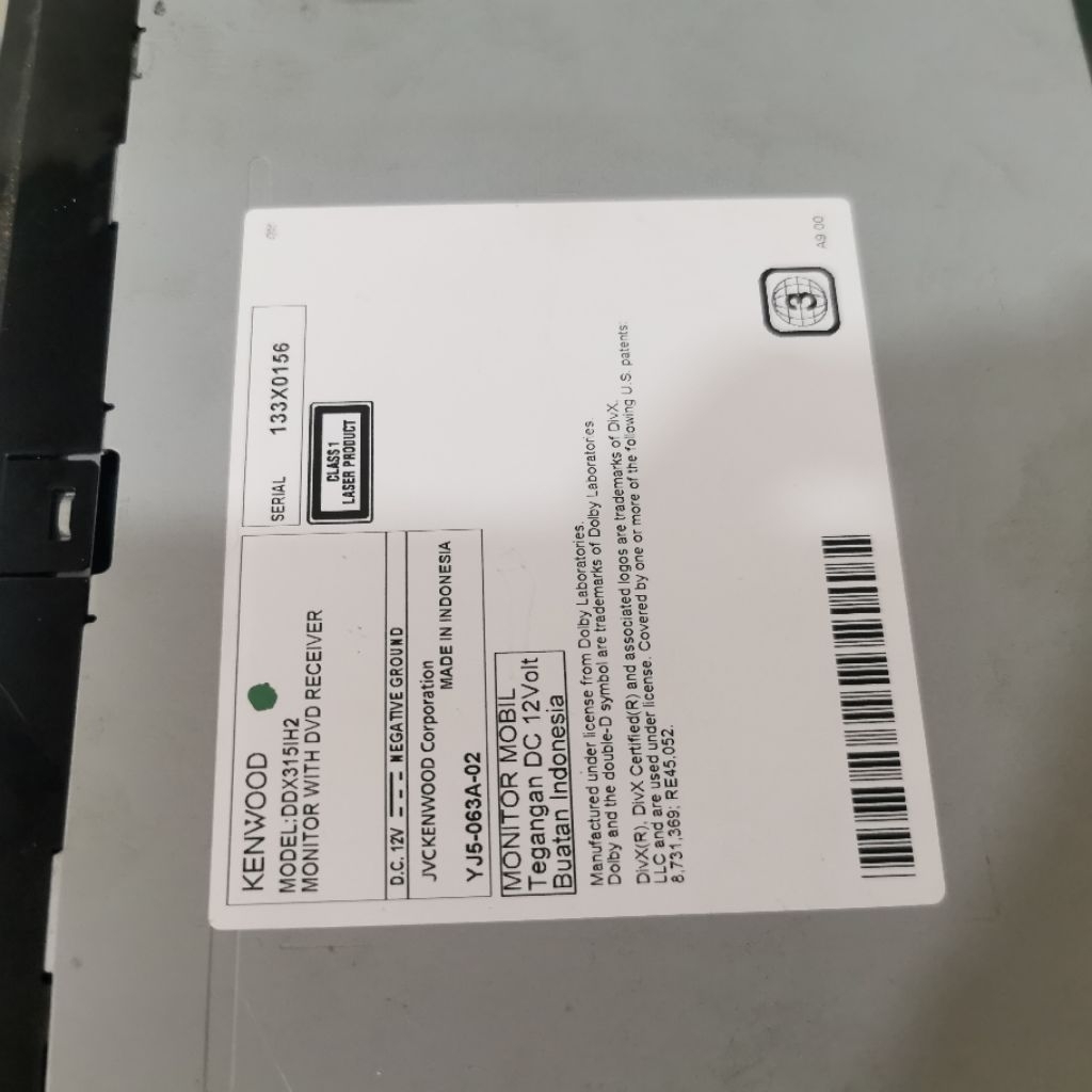 head unit kenwood ddx315