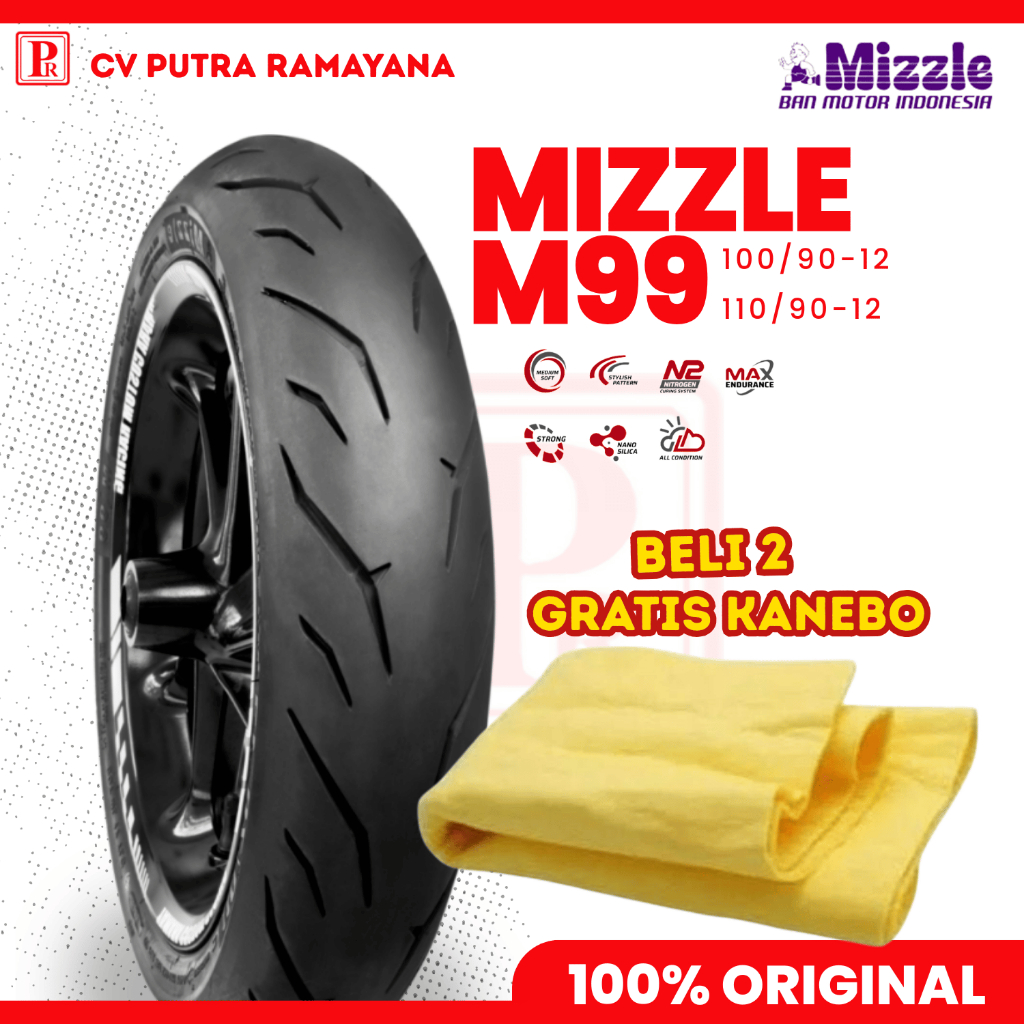 Ban Motor Scoopy Genio Freego Mizzle M99 100/90-12 110/90-12 Tubeless