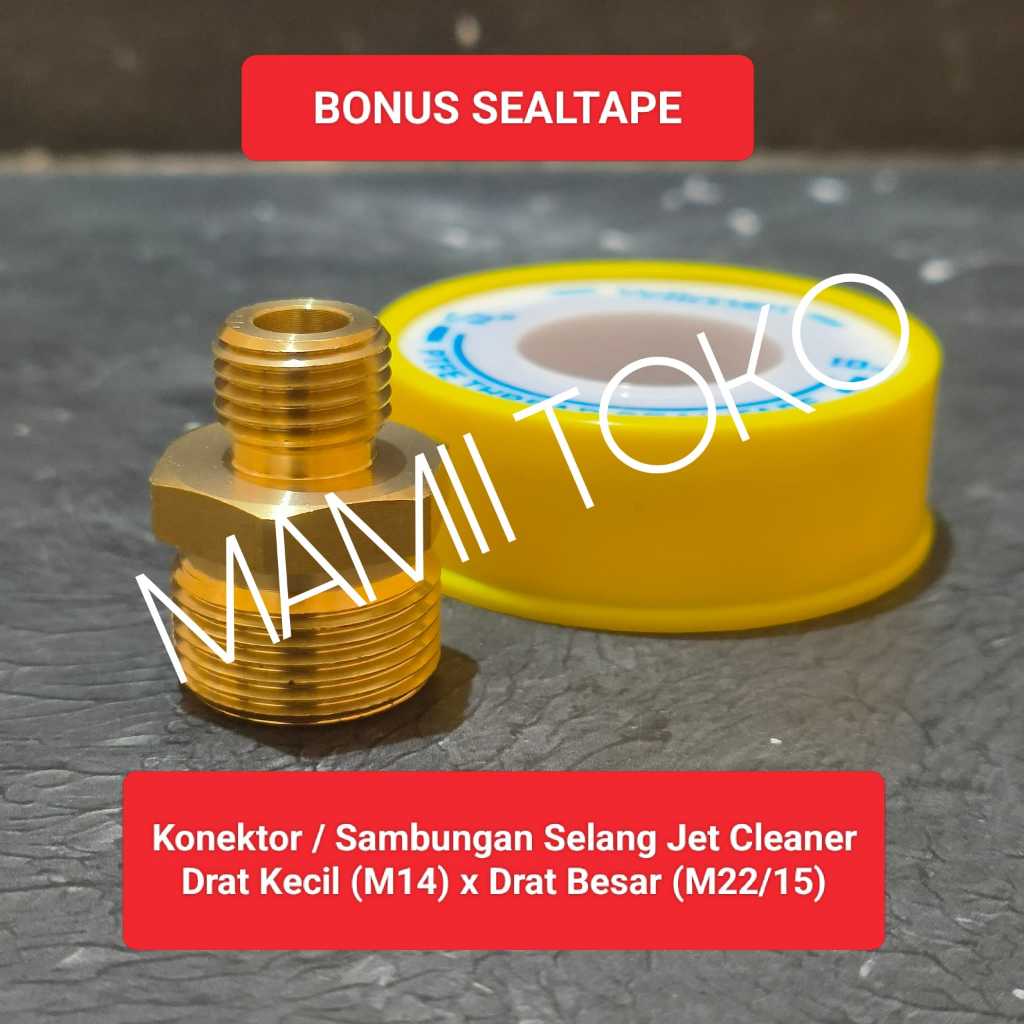 Konektor sambungan selang jet cleaner Drat kecil m14 x Drat Besar M22 selang mesin steam cuci motor 