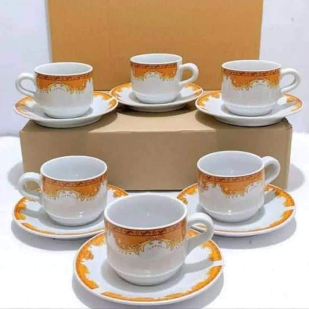 Cangkir Mahkota set isi 6 / Cangkir Kopi / Cangkir Teh keramik