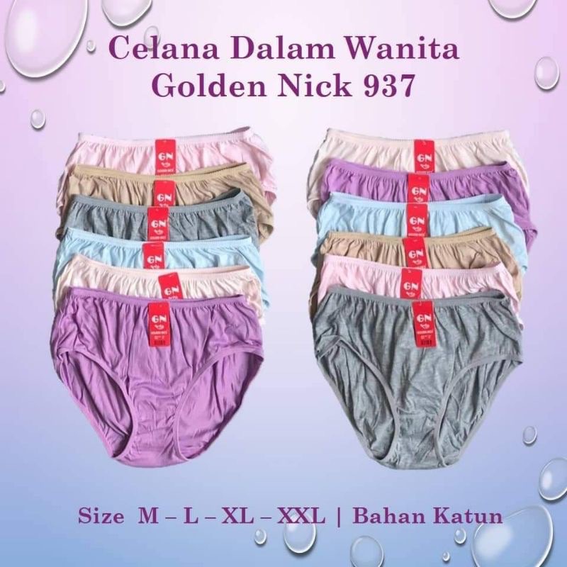 6 Pcs CD GOLDEN NICK 937 | Celana Dalam Wanita Golden Nick | GOLDEN NICK Terang & Gelap