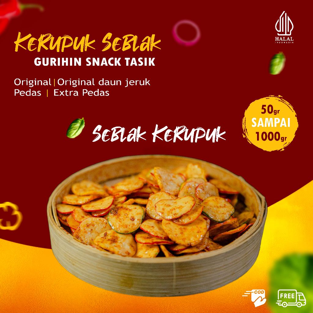 Gurihin Snack - Kerupuk Seblak Bawang Renyah Gurih Daun Jeruk Khas Tasikmalaya