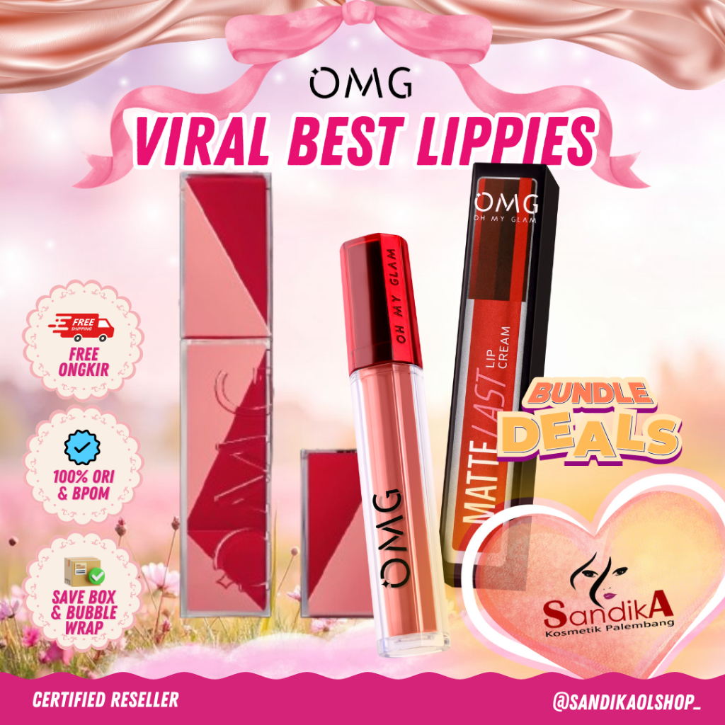OMG Paket Viral Best Lippies | OMG Mattelast Lipcream + OMG Lip Vinyl | Lipcream Lipgloss Transferpr