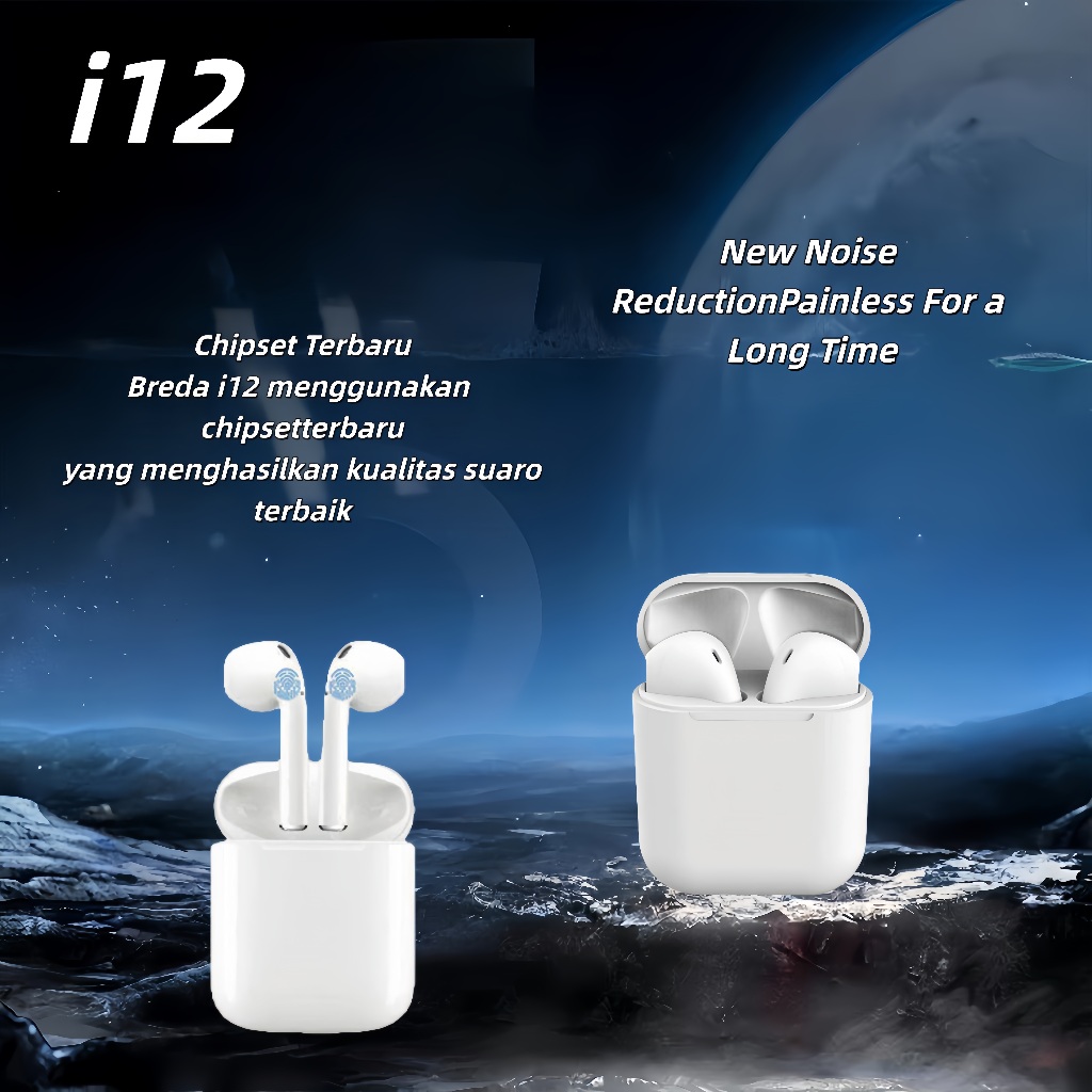 Headset Bluetooth Smart Bluetooth Headset Wireless Headset EARPHONE  i12 TWS Headset Bluetooth