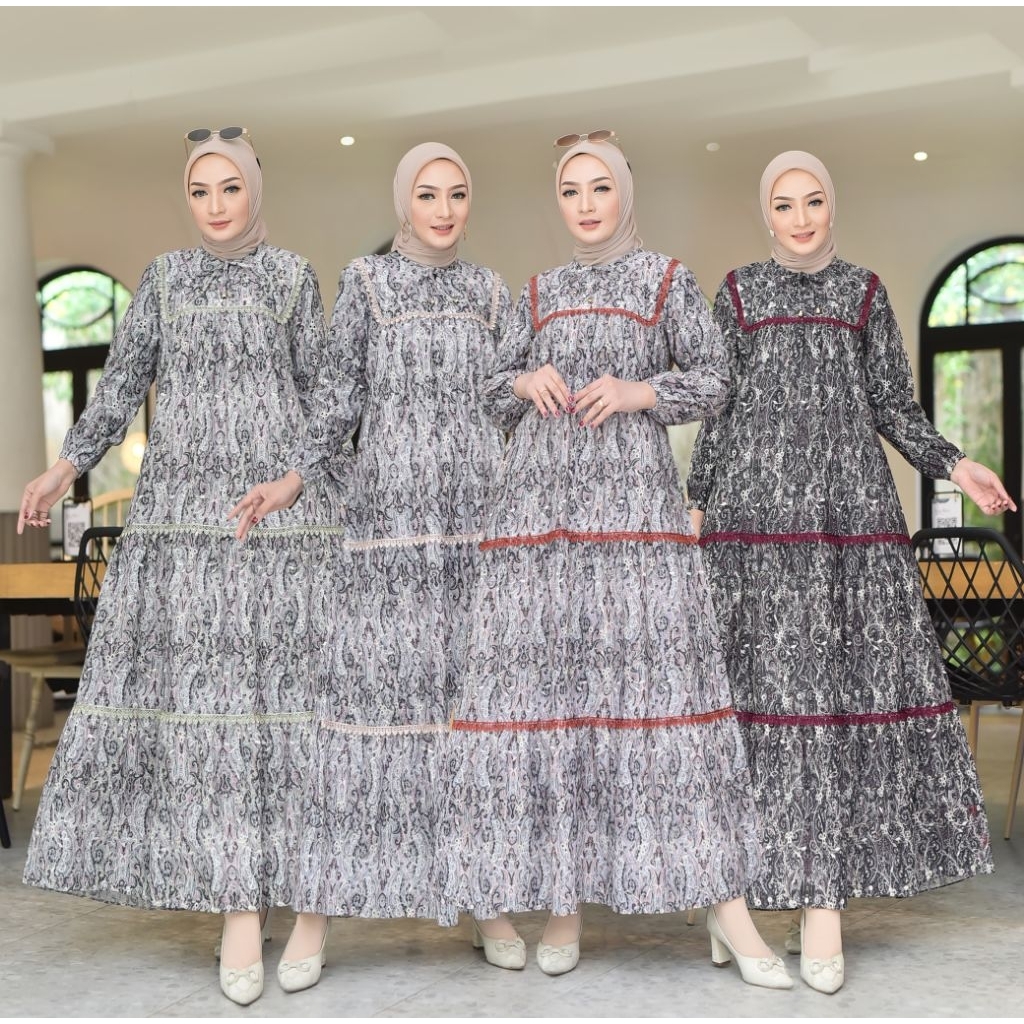 gamis jumbo ld 130cm katun bolong bordir fariasi renda