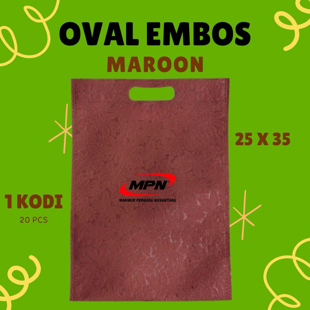 Tas Spunbond MPN "Oval" Embos uk. 25x35 - 75gsm / tas kain embos / tas hajatan / totebag /tas spunbo