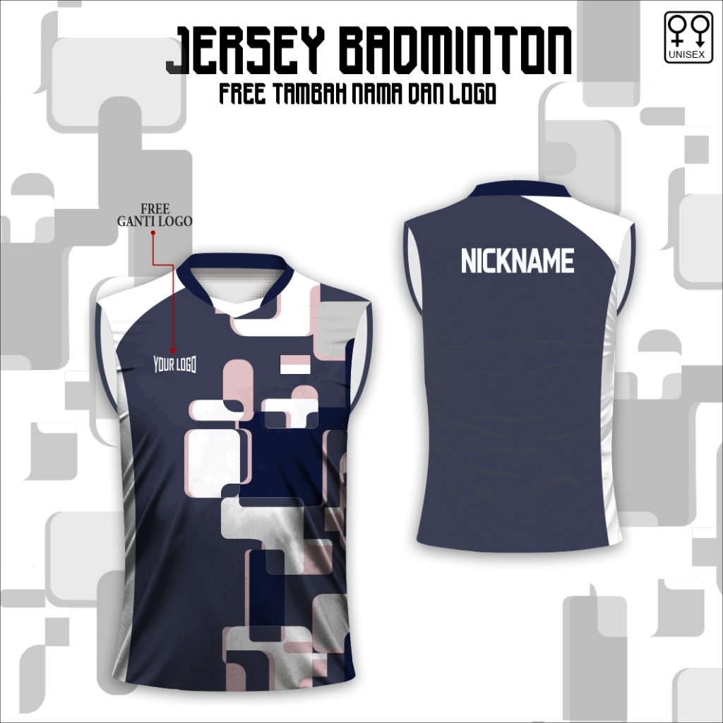 Jersey badminton outdoor baju olahraga singlet free custom logo dan nama
