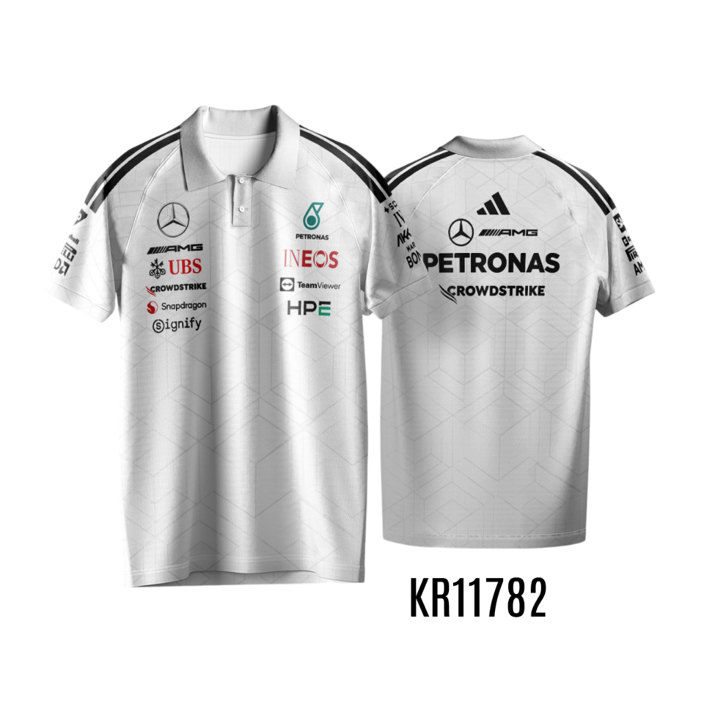 Jersey F1 Full Print MERCEDES 2026 Kerah Kancing