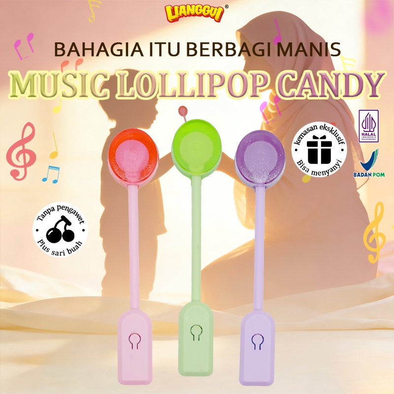 LIANGGUI Lolipop Musik HALAL - Snack Musik Anak Hadiah Ulang Tahun Mainan Musik Anak Makanan Ringan 