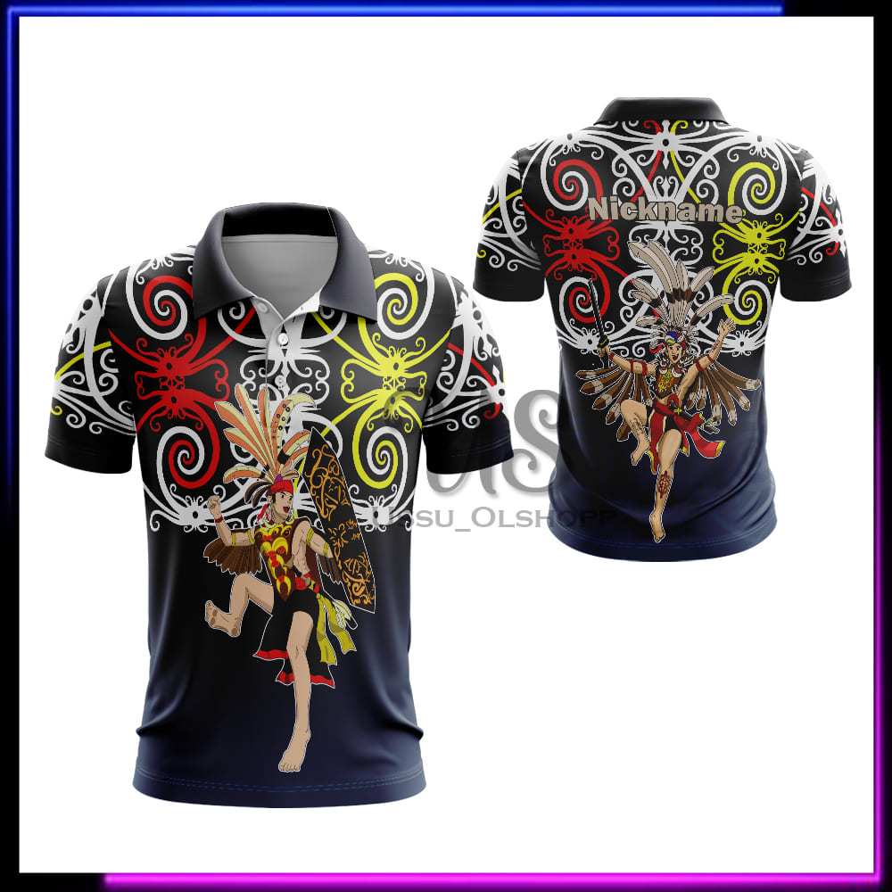 Baju Batik Dayak Pria Wanita | Motif Etnik Kalimantan | Kaos Batik Dayak Terlaris | Kaos Polo Dayak