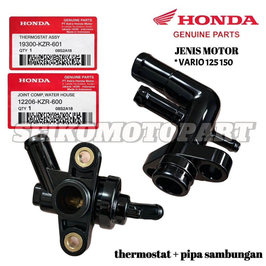 Thermostat Termostat + Pipa Sambungan Selang Radiator Motor HONDA VARIO 125 150  KZR AHM