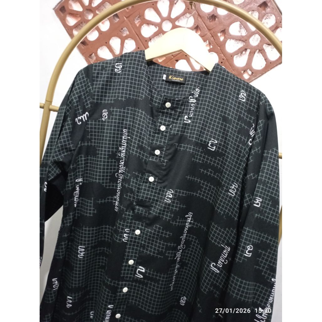 Prelove gamis kinaro Zaskia Mecca motif Aksara Jawa