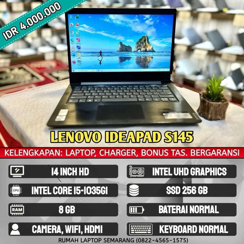 Laptop Lenovo ideapad S145 (second). Intel Core i5-1035G1. RAM 8 GB. SSD 256 GB.