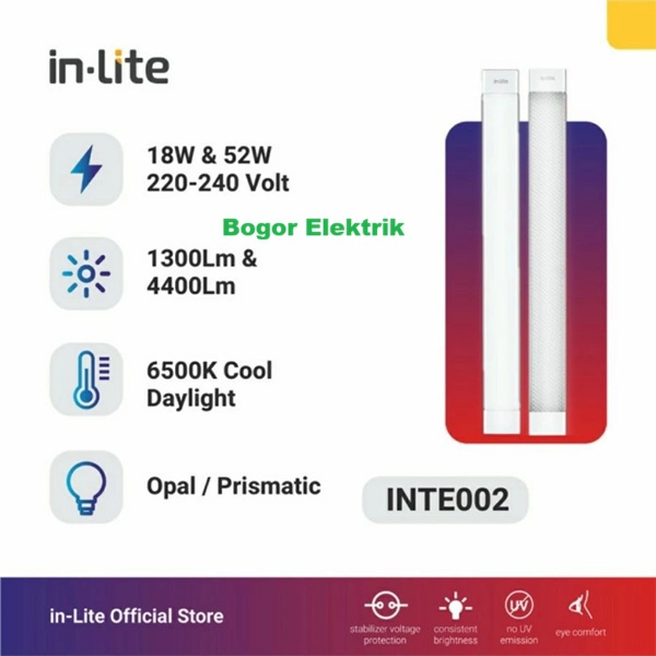 Lampu Neon LED Inlite INTE002 T8 52w 120 Cm Prismatic - Tube inlite - Prismatik