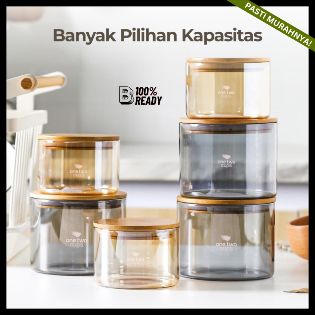 Toples Kaca Tutup Kayu Aesthetic / Toples Kaca Tutup Kayu Jar Airtight Minimalis