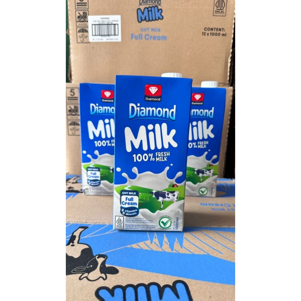 susu diamond uht 1liter full cream 1 karton isi 12pcs