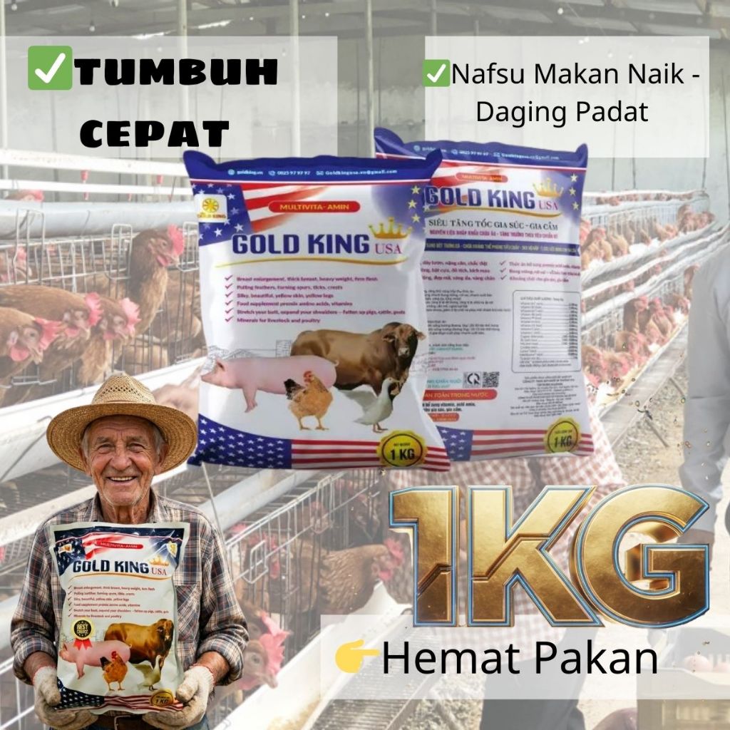 Gold King USA - Penggemuk Ternak Organik Penambah Berat Badan Super cepat untuk ternak babi.kambing.