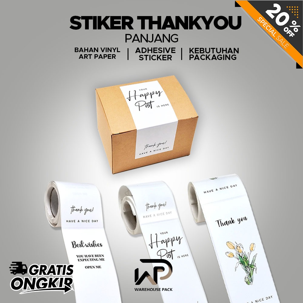 Stiker Thank You Panjang | Stiker Thank You Segel Hampers | Stiker Segel Packing Box Online Shop | S