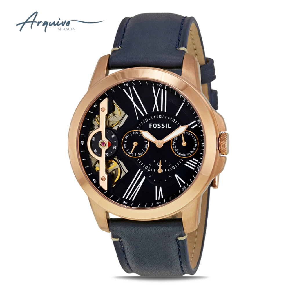 Jam Tangan Fossil Pria Townsman Twist Multifunction Chronograph Kulit Blue Casual Original ME1162